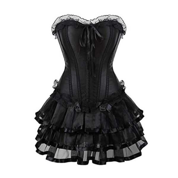 Women Black Gothic Halloween Lace up ...